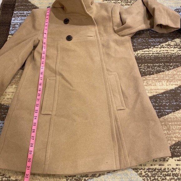 NWT Larry Levine Double-Breasted Babydoll Swing Coat Carmel small - Picture 14 of 15